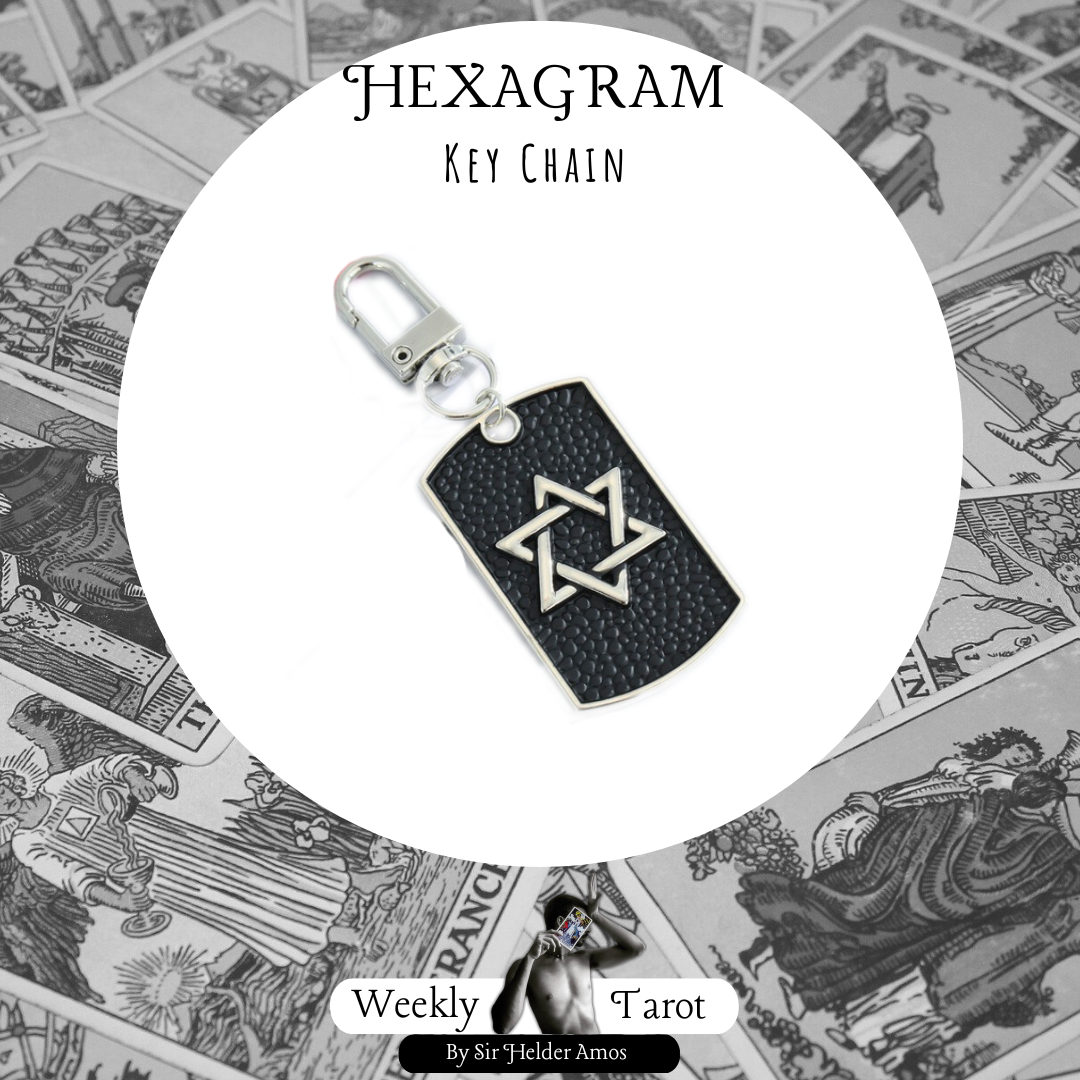 Hexagram Leather Christian Keychain