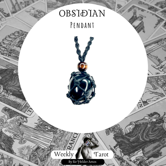 Black Obsidian Crystal Net Pendant