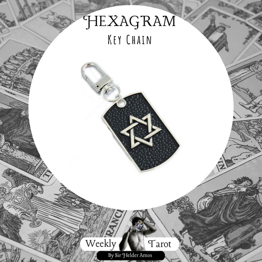 Hexagram Leather Christian Keychain