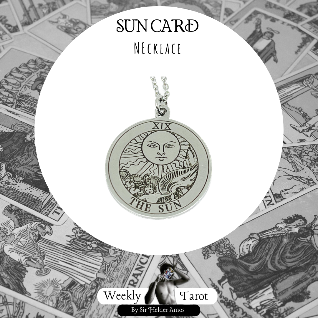 Sun Tarot Card Medallion NEcklace For Sale in the US Fast Shipping Stainless Steel for Men and Woman Witch Wiccan Pagan
