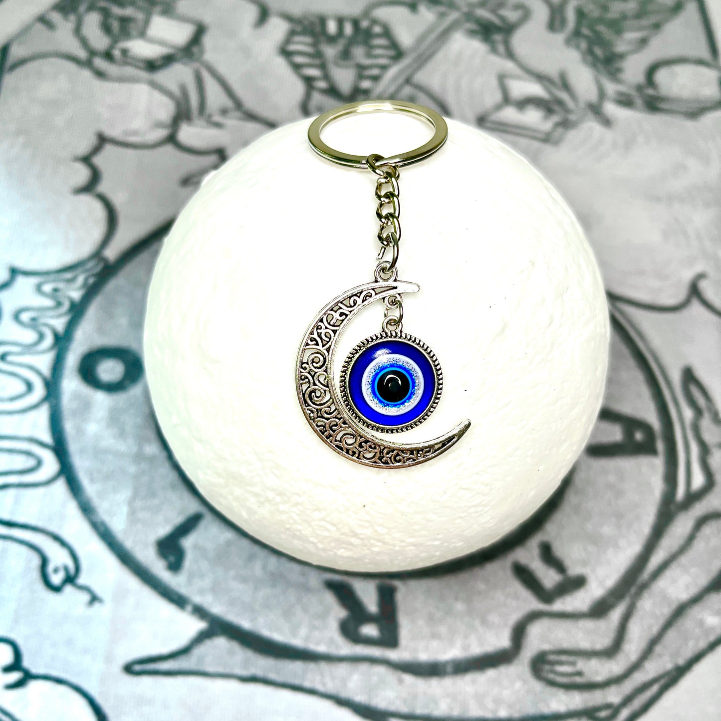 Moon Nazar Evil Eye Keychain