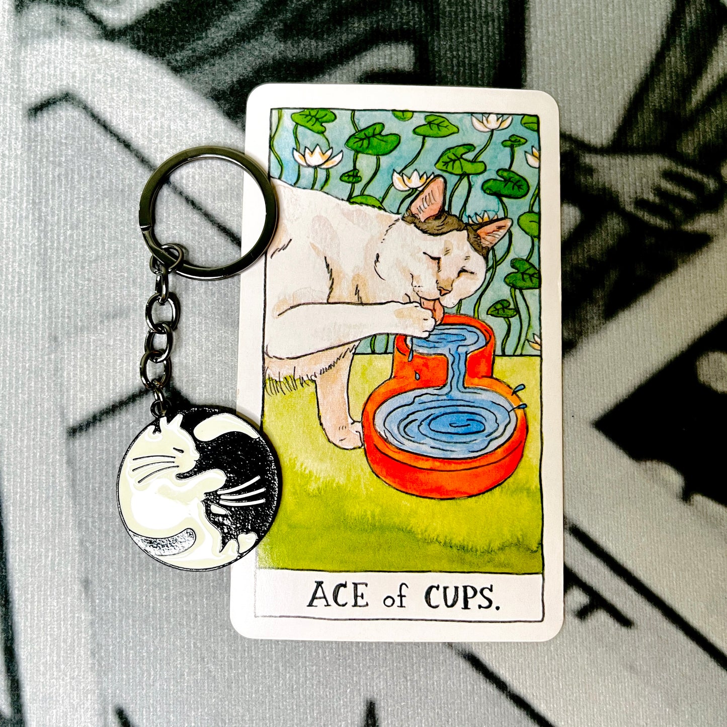 Animal Spirit Yin-Yang Cat Keychain
