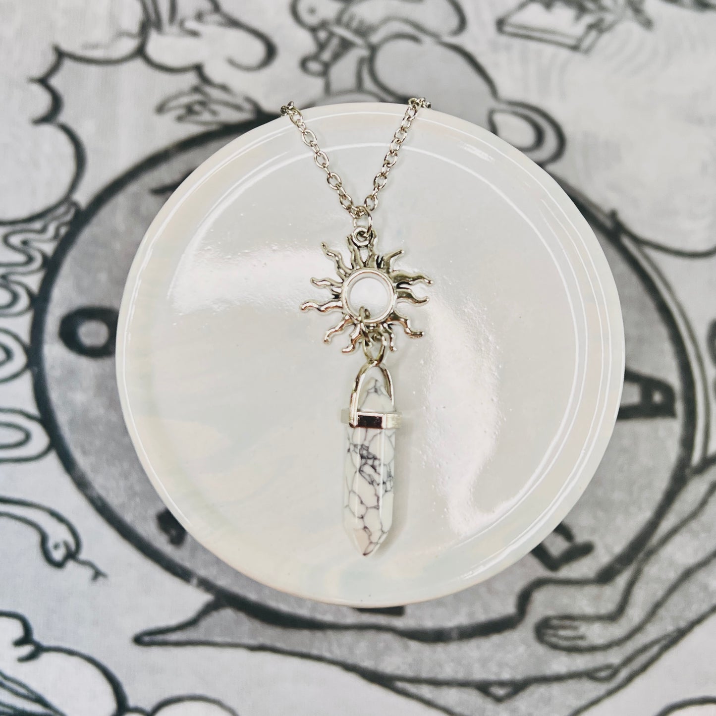 Sun Marble Quartz Crystal Necklace